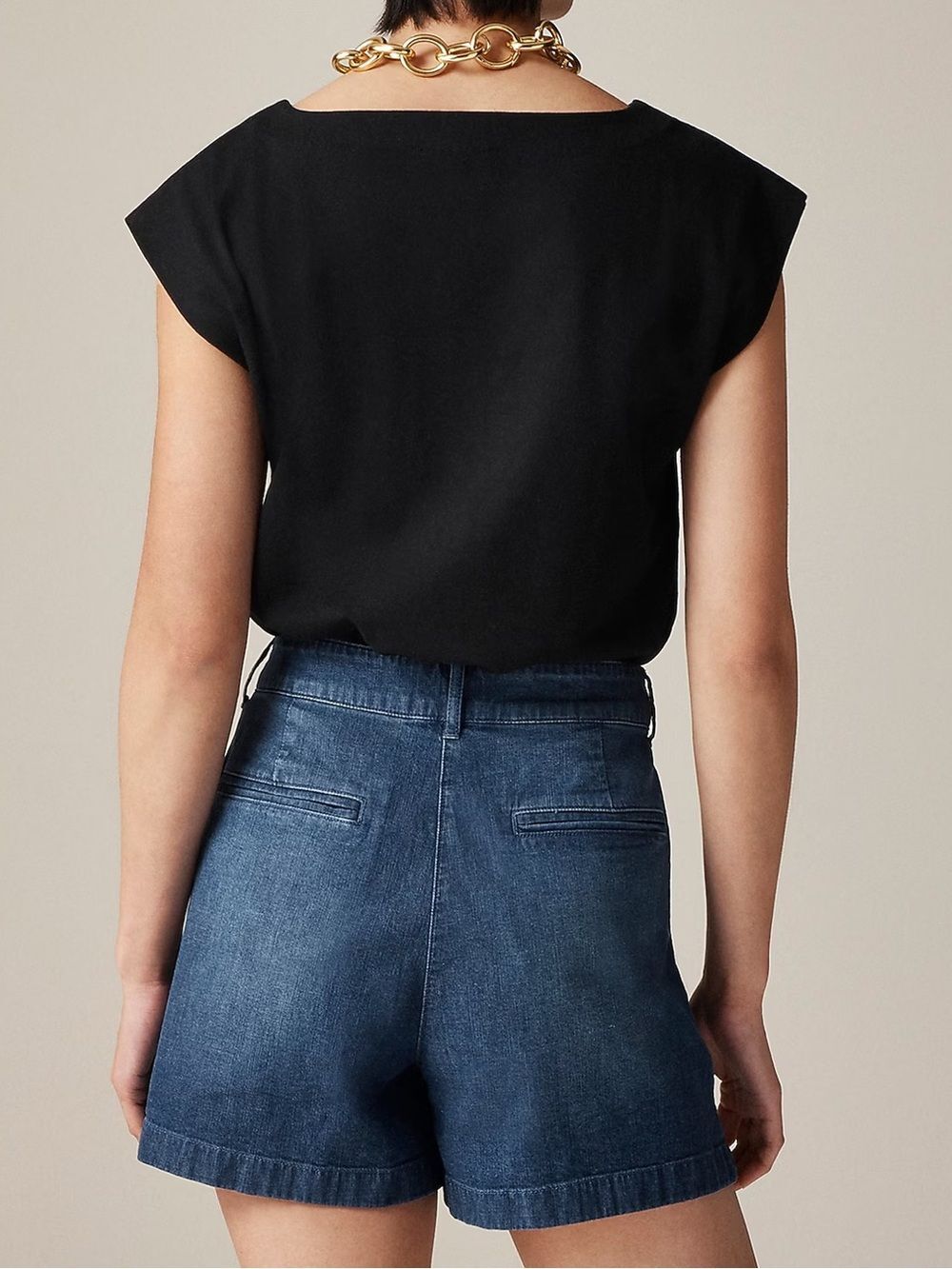 J. Crew Pleated Jean Short Drapey Denim Size 31 Preppy Nautcial High Rise - Picture 5 of 9